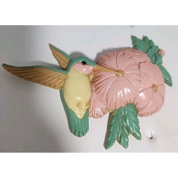Vtg‎ Burwood 1993 Set Of 3 Hummingbird Wall Hanging Plaques Pink Plastic Homco - Picture 3 of 5